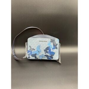 Michael Kors Jet Set Butterfly Camera Bag Blue MK Logo Crossbody 35S0STVC7B